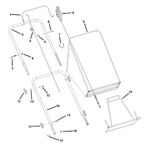 Handle And Bag Group Diagram and Parts List for 7800471-BTP22675HWFC 2009 Briggs and Stratton Lawn Mower